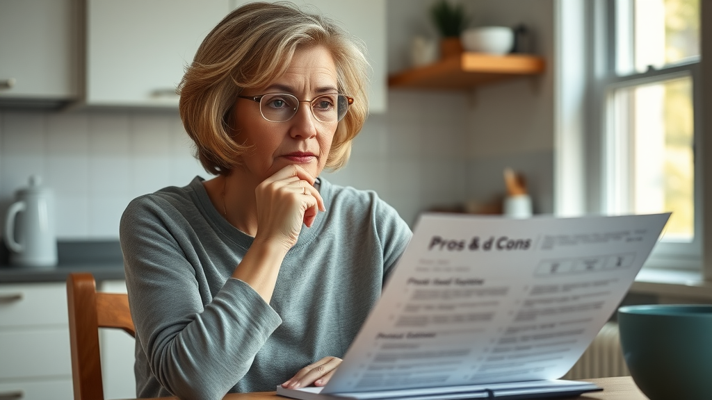 vrouw overweegt voor- en nadelen van gezondheidskeuzes - keuze alternatieve of reguliere geneeskunde