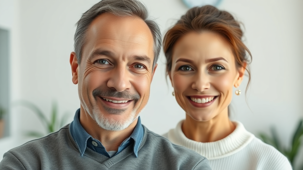 Voor-na resultaat van dermatologie behandelingen bij man en vrouw in kliniek